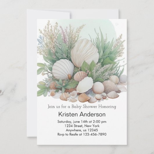 Sage Green Seashell Dreamy Baby shower Kaart (Voorkant)