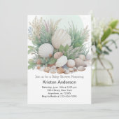 Sage Green Seashell Dreamy Baby shower Kaart (Staand voorkant)