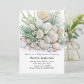 Sage Green Seashell Oasis Baby shower Kaart (Staand voorkant)