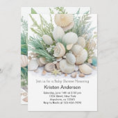 Sage Green Seashell Oasis Baby shower Kaart (Voorkant / Achterkant)