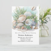 Sage Green Seashell Whimsical Meadow Baby shower Kaart (Staand voorkant)