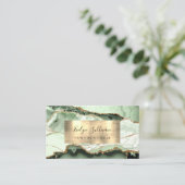 Sage Green Shades en Gold Agaat Visitekaartje (Staand voorkant)