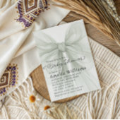 Sage Green Sheer Bow Minimal Baby Shower Kaart