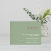 Sage Green Shimmer folie bruiloft RSVP briefkaart (Staand Voorkant)