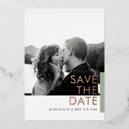 Sage Green Shimmer Save the Date folie card Uitnodiging