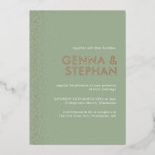 Sage Green Shimmer trouwenkaart Folie Uitnodiging (Voorkant)