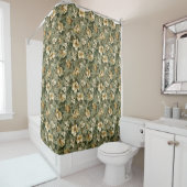 Sage Green Shower Curtain Luxury Floral Design Douchegordijn (In situ)