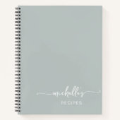 Sage Green Signature Script Cookbook Recept Notitieboek (Voorkant)