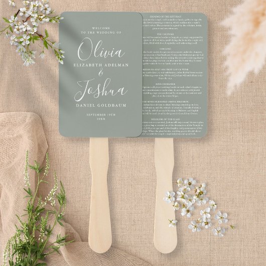 Sage Green Signature Script Jewish Wedding Handwaaier