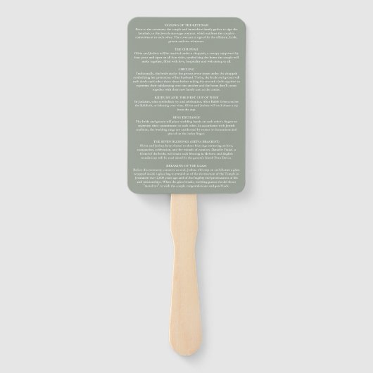 Sage Green Signature Script Jewish Wedding Handwaaier (Achterkant)