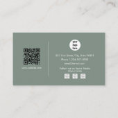 Sage Green Signature Script Professionele QR-code Visitekaartje (Achterkant)