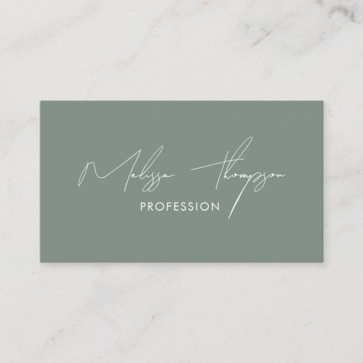 Sage Green Signature Script Professionele QR-code Visitekaartje (Voorkant)