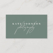 Sage Green Signature Script QR Code Social Media Visitekaartje (Voorkant)