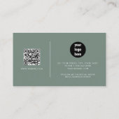 Sage Green Signature Script QR Code Social Media Visitekaartje (Achterkant)