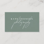 Sage Green Signature Script QR Code Social Media Visitekaartje (Voorkant)
