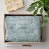 Sage Green Silk Drapes en Flamingos Flowers Tissuepapier (Geschenk)