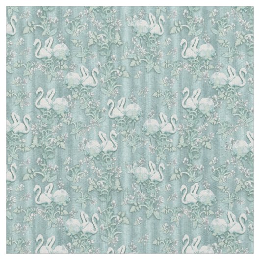 Sage Green Silk Drapes - Flamingos Stof (Close Up)