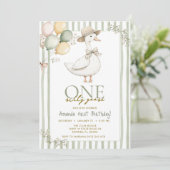 Sage Green Silly Goose 1st Birthday Kaart (Staand voorkant)