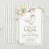 Sage Green Silly Goose 1st Birthday Kaart (Voorkant / Achterkant)