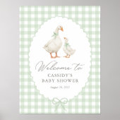 Sage Green Silly Goose Baby Shower Welcome Sign Poster (Voorkant)