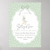 Sage Green Silly Goose Coquette Baby Shower Poster (Voorkant)