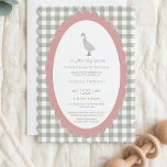 Sage Green Silly Little Goose Baby Shower QR Code  Kaart<br><div class="desc">Celebrate in style with this charming "A Little Silly Goose" baby shower invitation! Featuring a whimsical goose illustration, soft green gingham border, and playful typography, this design is perfect for honoring the mom-to-be. Ideal for both printed and digital formats, it's a sweet and modern way to gather loved ones for...</div>
