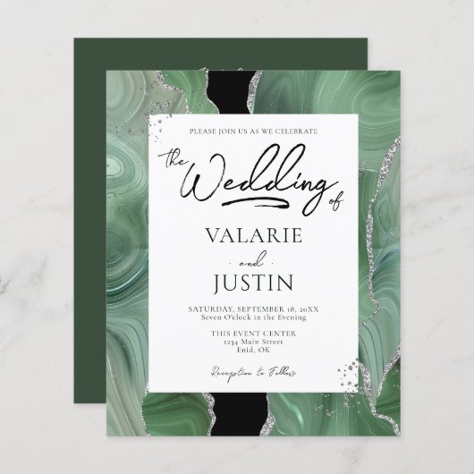 Sage Green Silver Agate Budget Weddenschap All in (Voorkant / Achterkant)