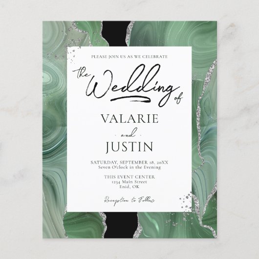 Sage Green Silver Agate Budget Weddenschap All in (Voorkant)