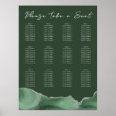 Sage Green Silver Agate Wedding Seding Chart Poster (Voorkant)