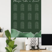 Sage Green Silver Agate Wedding Seding Chart Poster (Thuiskantoor)