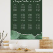 Sage Green Silver Agate Wedding Seding Chart Poster (Keuken)