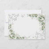 Sage Green Silver Floral Quinceanera Bedankkaart (Achterkant)