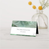 Sage Green Silver Glitter Agate Wedding Place Card Plaatskaartje (Voorkant)