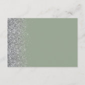 Sage Green Silver Glitter Edge Wedding Details Informatiekaartje (Achterkant)