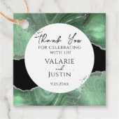 Sage Green Silver Glitter Marble Hartelijk dank Bedankjes Labels (Voorkant)