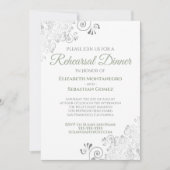 Sage Green & Silver Lace Wedding Rehearsal Dinner Kaart (Voorkant)