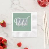 Sage Green Silver Monogram Paper Napkins Servet (Insitu)