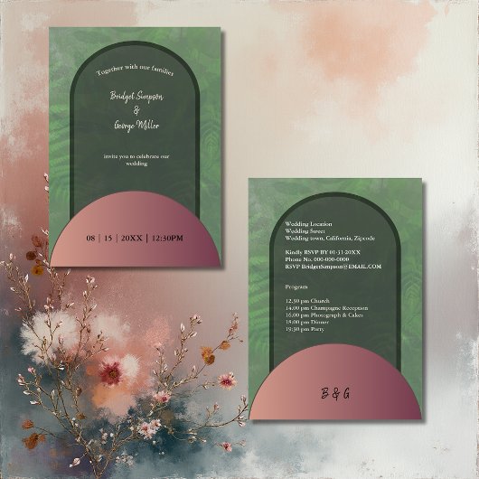 Sage Green Simple Boho Chique Uitnodiging voor een