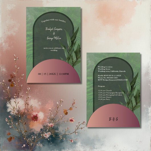Sage Green Simple Boho Chique Uitnodiging voor een