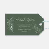 Sage Green Simple Boho Floral Bedankt Favor Cadeaulabel (Voorkant (Horizontaal))