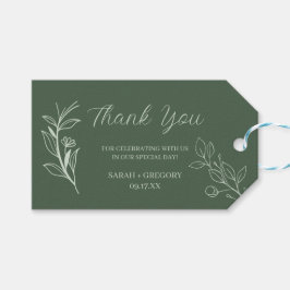 Sage Green Simple Boho Floral Bedankt Favor Cadeaulabel