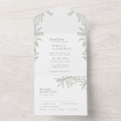 Sage Green Simple Botanical All In One Uitnodiging (Binnen)
