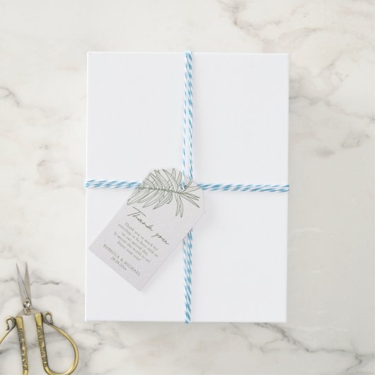 Sage Green Simple Botanical Cadeaulabel (Met Touw)