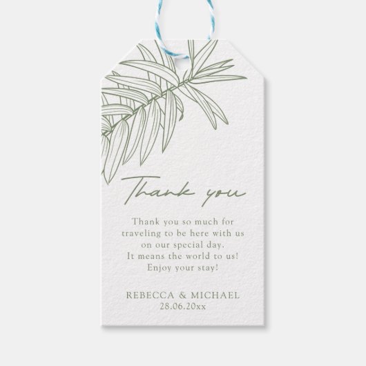 Sage Green Simple Botanical Cadeaulabel (Voorkant)