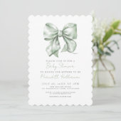 Sage Green Simple Bow Baby shower Kaart (Staand voorkant)