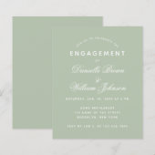 Sage Green Simple Budget Verloving Uitnodiging (Voorkant / Achterkant)