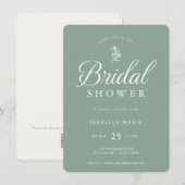 Sage Green Simple Chic Bridal Shower Invitation Save The Date (Voorkant / Achterkant)