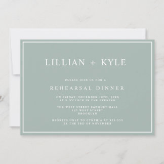 Sage Green Simple Chic Rehearsal Dinner Invitation Kaart