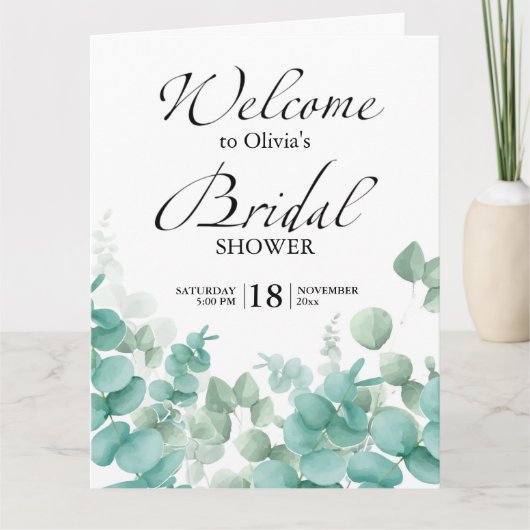 Sage Green Simple Elegant Eucalyptus Vrijgezellenf Kaart (Voorkant)