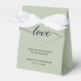 Sage green Simple & Elegant Love Wedding ScrIpt Bedankdoosjes